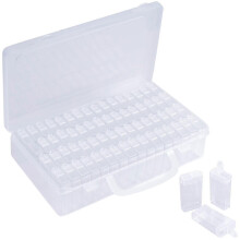 Diamond Painting Storage Box 64 Grids, Bead Organizer, Nail Art Holder for Beads, Rhinestones, Jewellery, Sewing Supplies