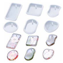 6 Pcs Resin Moulds Set, Silicone Craft Moulds for Pendants Labels, Mixed Shape, White