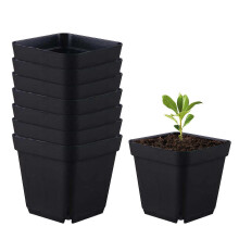 Kweekpotten voor zaailingen, 10 stuks vierkante zwarte herbruikbare potjes voor jonge planten, 10 cm, voor fruitzaailingen en tuinplanten