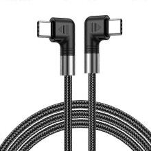 Cábla Sonraí USB-C go USB-C 3m ar Fad, Cábla Sioncrónaithe Muirir Thapa Braidithe Níolóin do Ghutháin, Táibléid agus Ríomhairí Glúine