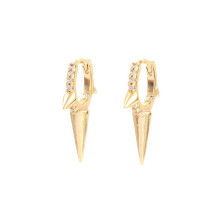 Vergoldete kleine Creolen mit Spike-Anhänger, zarte Mini-Ohrringe, schlichtes Boho-Design, leicht und elegant, für Damen