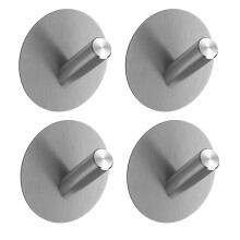 Selbstklebende Handtuchhaken aus gebürstetem Nickel, 304 Edelstahl, wasserfest, ohne Bohren, Wandmontage, 4er-Set