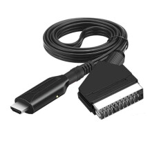 SCART-zu-HDMI-Konverterkabel, Audio-Video-Adapter für 1080p und 720p, geeignet für ältere Geräte, kompakte Signalübertragung, schwarz