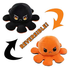 Omkeerbare octopus knuffel 18 cm, zachte pluche omkeerpop, dubbelzijdig flip speelgoed, compact en leuk voor kinderen