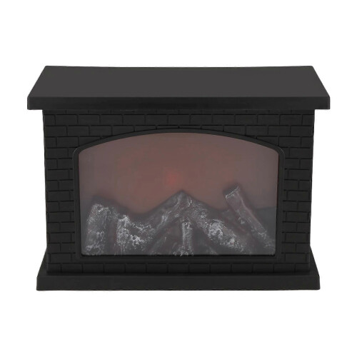 Electric Fireplace Lantern LED Flame Log Effect Rectangular Fire Lantern for Home Decor, Indoor Christmas Ornament