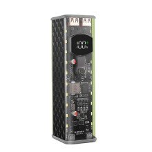 Modulares Ladegehäuse für 18650-Akkus mit 8 Slots, Kunststoff, USB-Ein- und Ausgang, geeignet für mehrere Geräte, Schwarz