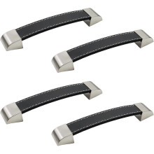 Lot de 4 poignées marron en cuir de 5 pouces pour porte de placard et tiroir, style élégant et résistant