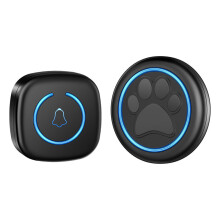 Wireless Dog Doorbell 300M Range, 60 Melodies, Loud Waterproof Pet Training Bell for Smart Home, EU Plug, Black Plastic