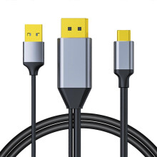 DisplayPort-auf-USB-C-Kabel 4K@60 Hz mit USB-Adapter, DisplayPort-Stecker auf Typ-C-Stecker, kompatibel mit Touch-Funktion