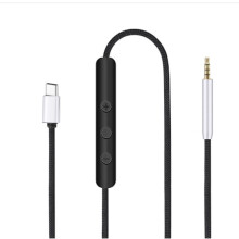 USB-C auf 2,5-mm-Klinke Kabel für QC25 QC35 QC35II QC45 Kopfhörer mit Mikrofon, 1,2 m, schwarz