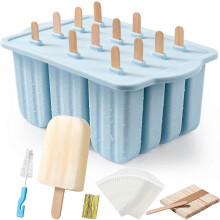 1 Stück Eisformen, 12-teilige Silikon-Eis am Stiel Formen, leicht zu lösen, BPA-frei, für selbstgemachte Eis am Stiel, blaue Eismaker-Formen