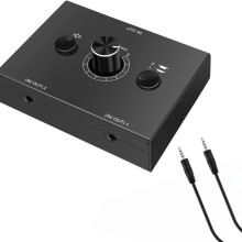 Selettore audio da 3,5 mm, 2 ingressi 1 uscita e 1 ingresso 2 uscite, commutatore audio compatto per casa e ufficio