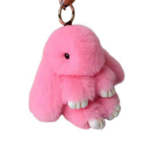 Schattige pluizige konijnen sleutelhanger van zacht pluche voor tas en sleutels, licht en decoratief
