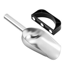 Cuchara para hielo con soporte magnético para fabricadores de hielo de 2,0 pulgadas, acero inoxidable plateado de 9 pulgadas