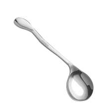 Cuchara adaptativa para comer para mayores de acero inoxidable, diseño curvo, mango largo, 1 unidad, modelo para zurdos