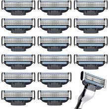16-delige set compatibele scheermesjes voor mannen, dubbel smeerstrip, comfortabel scheren, geschikt voor dagelijks gebruik, voor vader en vriend