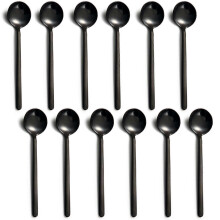 Juego de 12 cucharillas de café de 5 pulgadas en negro, acero inoxidable 304, aptas para lavavajillas, ideales para espresso y postres