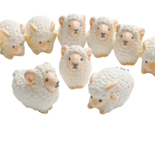 9-Piece Miniature Sheep Figurine Set, White Sheep Cake Topper, Small Animal Model for Party Decor and Craft Projects