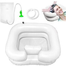 Bacino gonfiabile portatile per shampoo da comodino, ideale per la cura dei locs e il lavaggio dei capelli, morbido e pratico