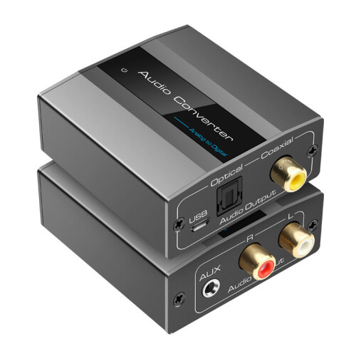 Convertitore audio analogico-digitale RCA a ottico con cavo ottico e adattatore audio digitale Toslink e coassiale