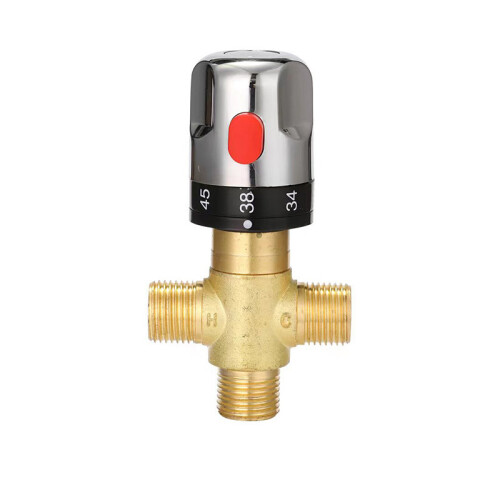 Thermostatic Mixing Valve, 1/2 NPT Water Tempering Valve, Temperature Control Valve, Solid Brass for Hot Water Systems