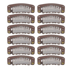 12 pz Clip per extension capelli in metallo con rivestimento in gomma, design resistente, fori per cucitura, tenuta salda, accessori per capelli, marr