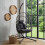 Living And Home Swing Hanging Egg Chair with Cushion and Headrest, Grey + Black 1