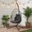 Living And Home Swing Hanging Egg Chair with Cushion and Headrest, Grey + Black 2