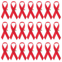 200 Pcs Red Ribbon Awareness Pins for Breast Health and AIDS Charity Events, Ribbon-Shaped Brooches for Women, Pride Decorations
