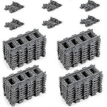 Juego de vías City Rails de 42 piezas, compatible con Market Leader, 36 vías rectas y 6 flexibles, material ABS.