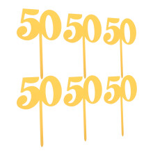 6Stk Goldene Kuchen 50. Geburtstags Topper