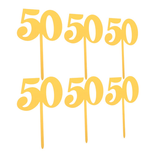 6Stk Goldene Kuchen 50. Geburtstags Topper