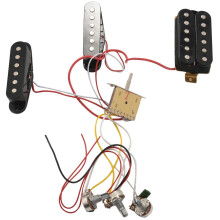 Kabelbaum für E-Gitarren-Tonabnehmer, vorverdrahtet mit 5-Wege-Schalter und 3x 250k Potentiometern, schwarz