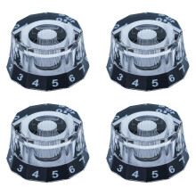 4 Acryl-Gitarrenreglerknöpfe, 6-mm-Befestigungsloch, Lautstärke- und Klangregelung, kompatibel mit E-Gitarre und E-Bass, Schwarz/Hellbraun