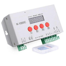 K-1000C LED Pixel Program Controller, Compatible with WS2812B WS2811 APA102 WS2813, DC5-24V, 2048 Pixels, SD Card Supported, White Metal Casing