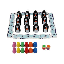 Houten pinguïn memoryspel, een educatief spel voor kinderen vanaf 4 jaar dat kleuren herkent en vaardigheden ontwikkelt. 2-4 spelers.