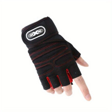 Sports Half Finger Gloves with Wrist Support for Weight Lifting, Cycling & Gym Training, Unisex, Medium, Black
