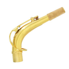 Gebogen hals voor altsaxofoon van verguld messing, compatibel met standaard modellen met afneembare hals voor verbeterde resonantie.