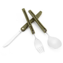 Campingbesteck-Set für draußen, klappbares Edelstahlmesser, Gabel, Löffel mit Tasche für Picknick, Grillen und Reisen