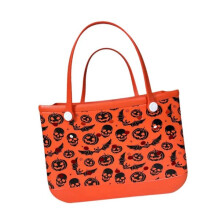 Oranje EVA strandtas met Halloween-thema voor dames, grote inhoud 48x24x36 cm, ideaal voor strandvakanties