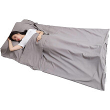 Sábana interior para saco de dormir de viaje, 210x115cm, gris, tejido transpirable para camping, senderismo, albergues y trenes.