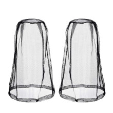 Paquete de 2 mosquiteras para la cabeza, cubierta facial de malla fina para protección exterior contra moscas e insectos, color negro.