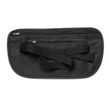 Heuptasje voor op reis, veilige houder voor paspoort en geld, verborgen onder kleding, ademend, zwart, 25,5 x 14 cm