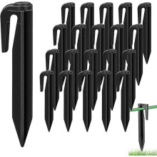 Robot Lawnmower Ground Stakes Compatible with All Models, 20-Pack 8.5cm Black Plastic Pegs for Perimeter Wire