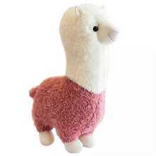 Muñeco de alpaca rosa de algodón suave, peluche de 28 cm.