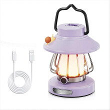 Rechargeable Purple LED Gear Camping Lantern for Kids, Retro Snail Shape, 3 Light Modes, Dimmable, USB Powered