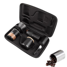Draagbare 6-delige koffiezetset met handmatige koffiemolen en waterkoker van 304 roestvrij staal voor reizen en outdoor
