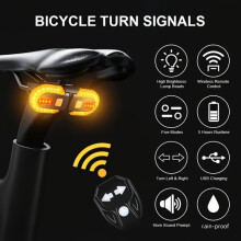 Ensemble de clignotants sans fil pour vélo, rechargeables par USB et avec télécommande pour la sécurité des vélos et des motos