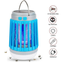 Solarbetriebene Campinglaterne mit UV-Mückenvernichter, IP67 wasserdicht, USB- und solaraufladbar für den Außenbereich