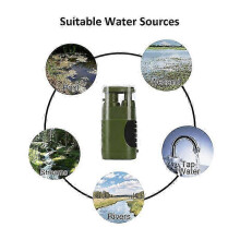 Tragbarer Outdoor-Wasserfilter für Camping, 4-stufige Filtration, 0,01 μm UF-Filter, 5000 l Fassungsvermögen, Armeegrün